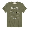 thumbnail image 1 of Pokémon - Pikachu Pokedex Diagram - Youth Short Sleeve Graphic T- Shirt, 1 of 5