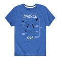 thumbnail image 1 of Pokémon - Pikachu Pokedex Diagram - Youth Short Sleeve Graphic T- Shirt, 1 of 5