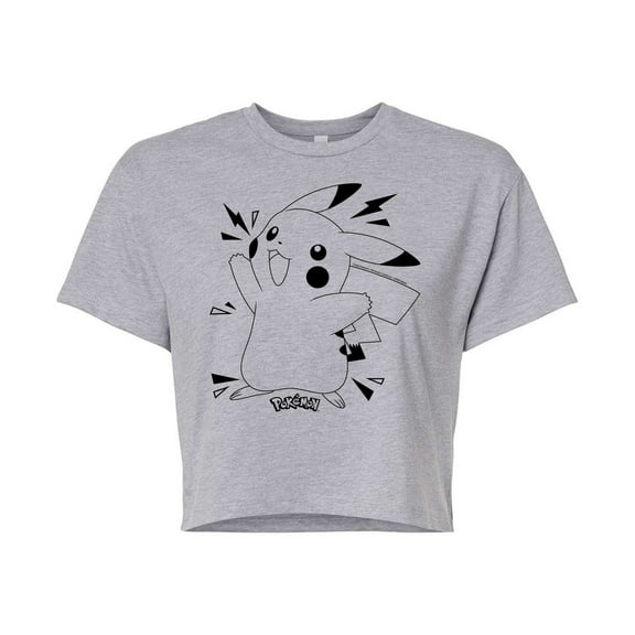 Pokémon - Pikachu Pokedex - Juniors Cropped Cotton Blend T-Shirt