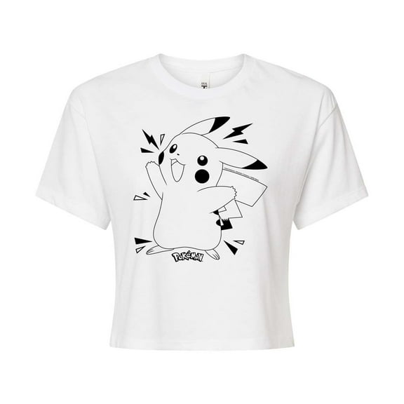 Pokémon - Pikachu Pokedex - Juniors Cropped Cotton Blend T-Shirt