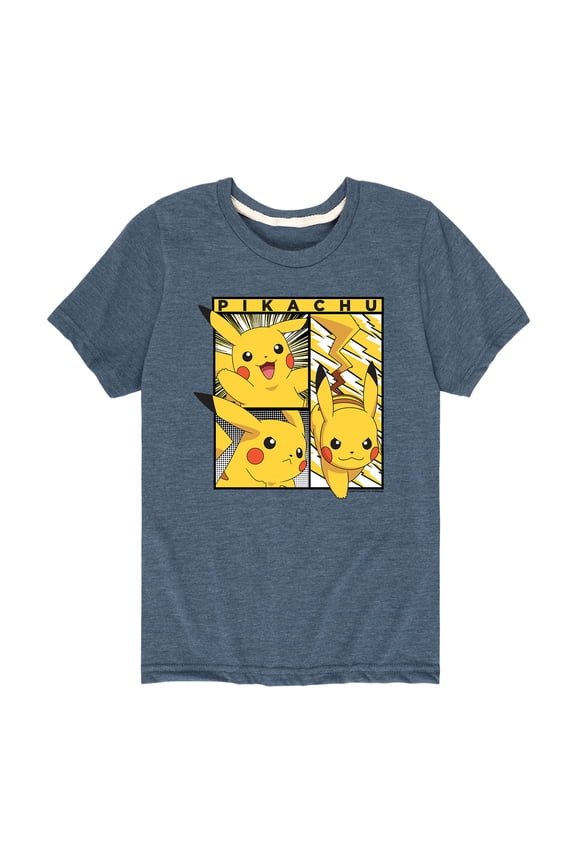 - Pikachu Poses - Youth Short Sleeve Graphic T-Shirt