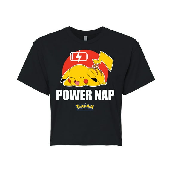 Pokémon - Pikachu Powernap - Juniors Cropped Cotton Blend T-Shirt