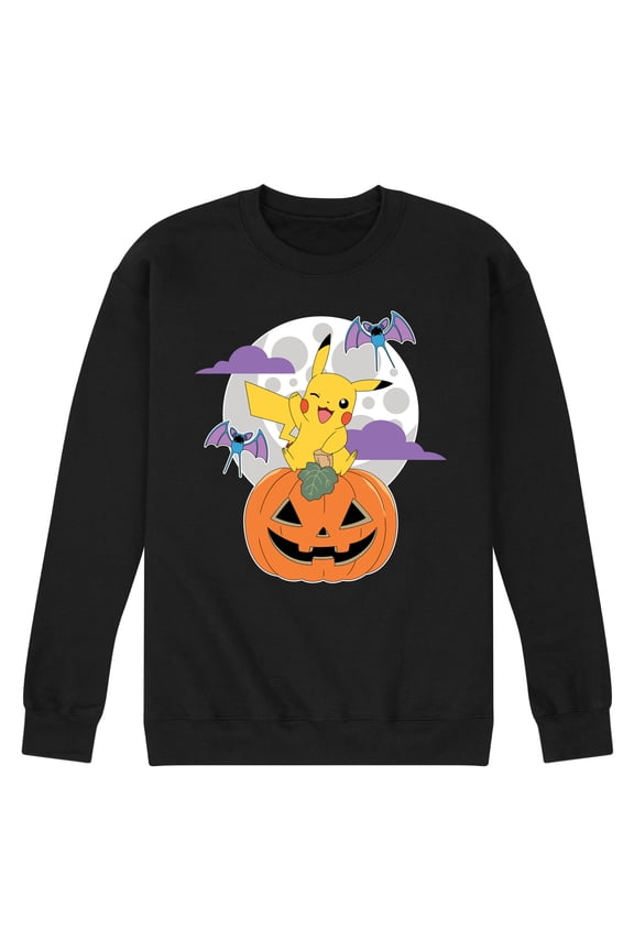 Pokémon - Pikachu Pumpkin With Moon - Men's Crew Neck Fleece Pullover