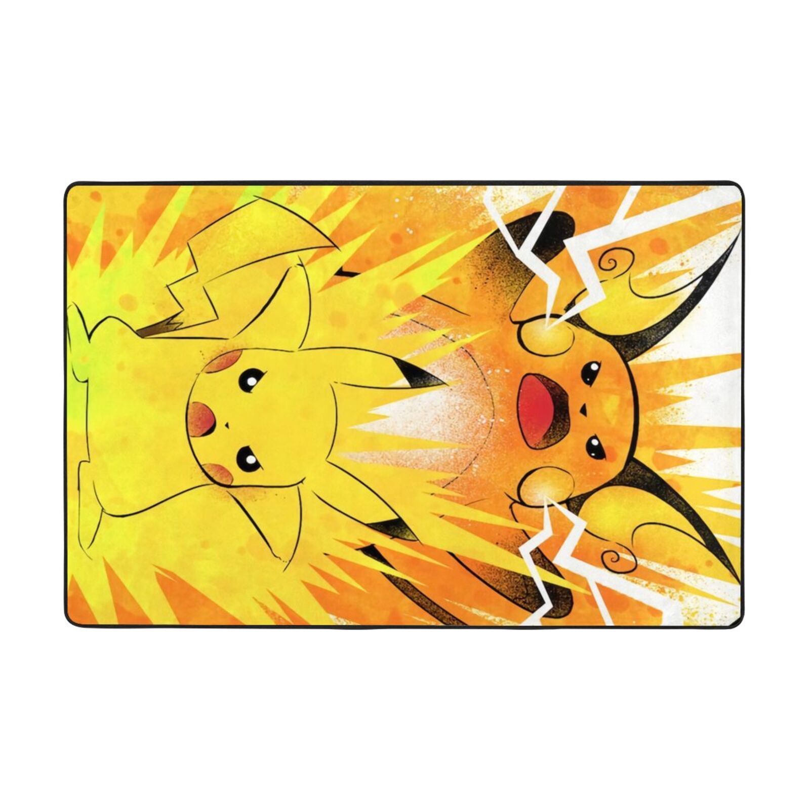 Pikachu Rectangle Rug Pokémon Pikachu Raichu 6 Gamer Rug Room Non-Slip Gaming Rug Cool ...