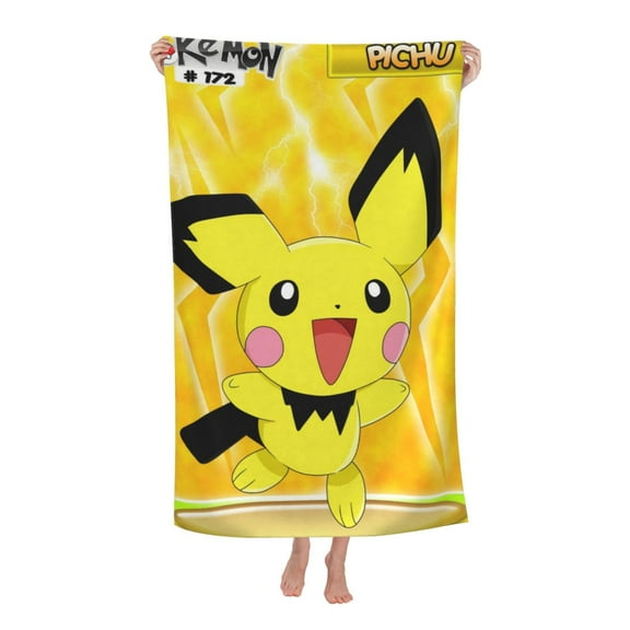 Pokmon-Pikachu Raichu Pichu Bath Towels for Kids and Adults,Soft Microfiber Bath Beach Towel 52x32 inch,Toddler Pool Towel,Absorbent Swim Towel for Boys Girls