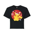 thumbnail image 1 of Pokémon - Pikachu Santa Hat Ugly Sweater - Juniors Cropped Cotton Blend T-Shirt, 1 of 5