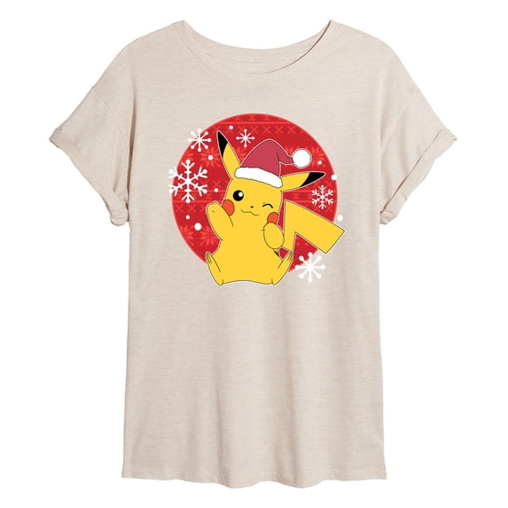 Pokémon - Pikachu Santa Hat Ugly Sweater - Women's Oversized T-Shirt