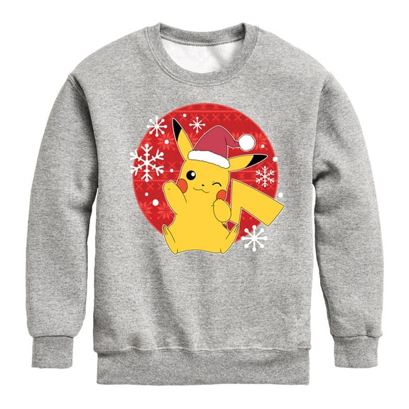 Pokémon - Pikachu Santa Hat - Youth Crewneck Fleece Sweatshirt