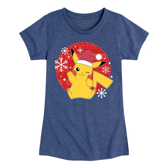 Pokémon - Pikachu Santa Hat - Youth Girls Short Sleeve Graphic T-Shirt