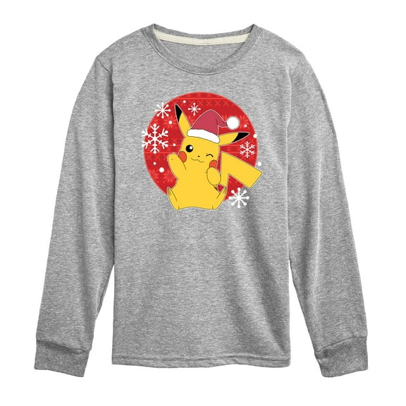 Pokémon - Pikachu Santa Hat - Youth Long Sleeve Graphic T-Shirt