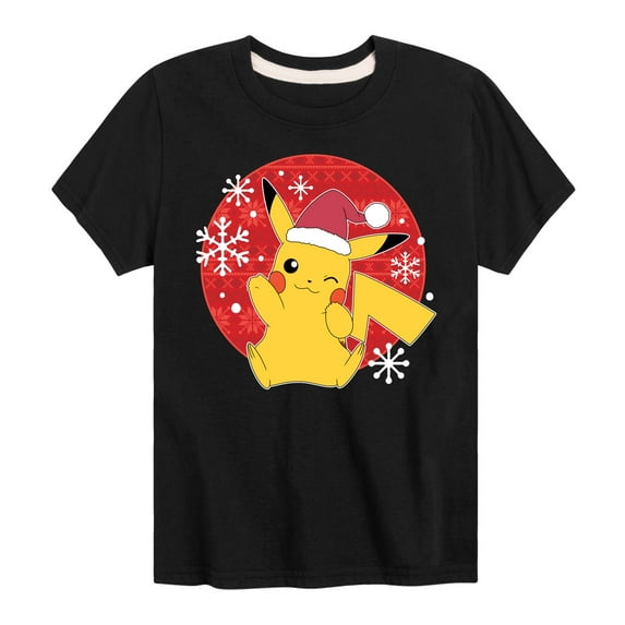 Pokémon - Pikachu Santa Hat - Youth Short Sleeve Graphic T-Shirt