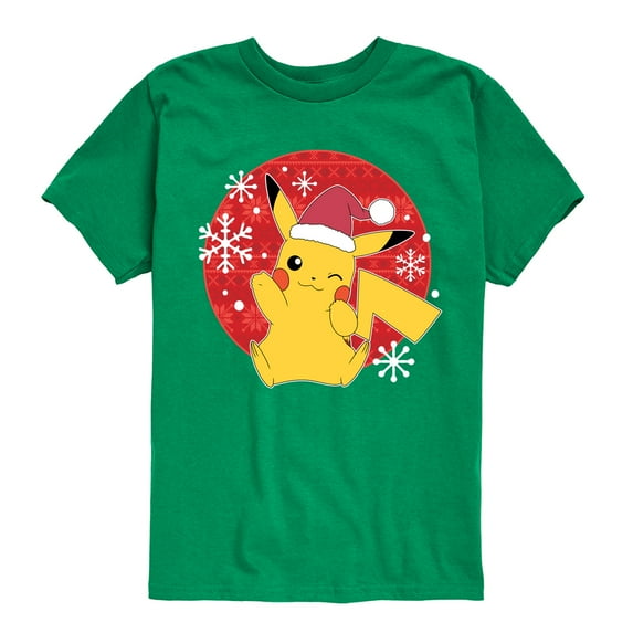 Pokémon - Pikachu Santa Hat - Youth Short Sleeve Graphic T-Shirt