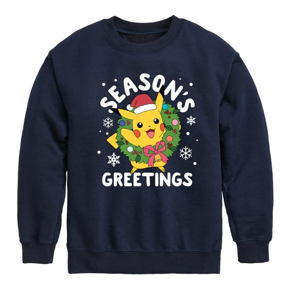 Pokémon - Pikachu Seasons Greetings - Youth Crewneck Fleece Sweatshirt