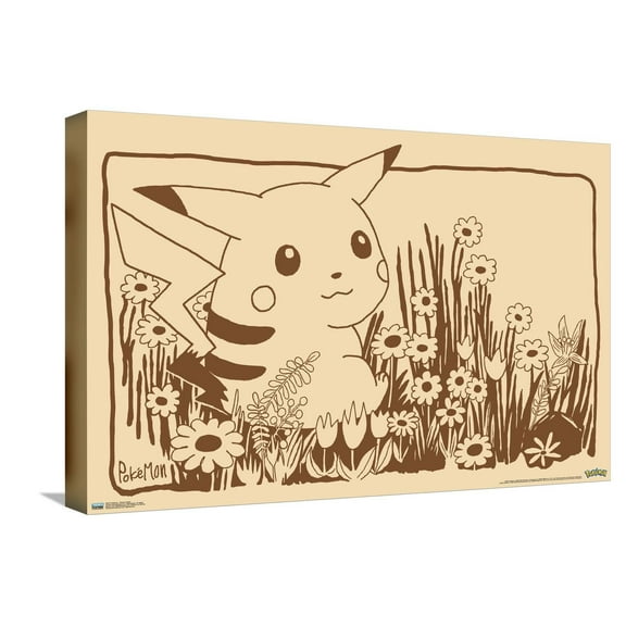 Pokémon - Pikachu Sepia Canvas Wall Poster, 14.725" x 22.375"