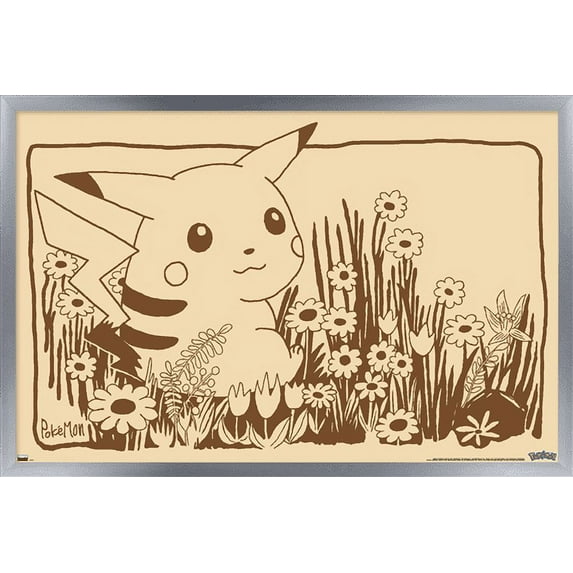 Pokémon - Pikachu Sepia Wall Poster, 14.725" x 22.375" Framed