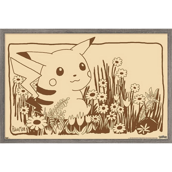 Pokemon - Pikachu Sepia Wall Poster, 14.725" x 22.375" Framed