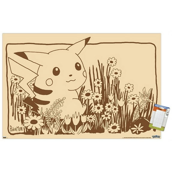 Pokemon - Pikachu Sepia Wall Poster, 14.725" x 22.375"