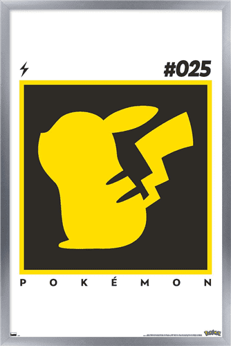 Pokemon - Pikachu Simple 25 Wall Poster, 14.725" x 22.375" Framed