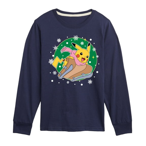 Pokémon - Pikachu Sled - Youth Long Sleeve Graphic T-Shirt