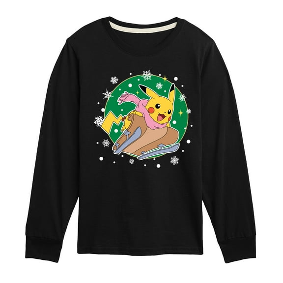 Pokémon - Pikachu Sled - Youth Long Sleeve Graphic T-Shirt