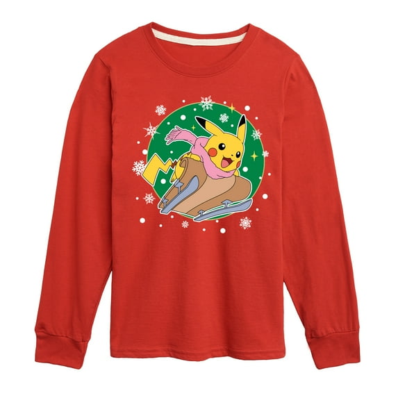 Pokémon - Pikachu Sled - Youth Long Sleeve Graphic T-Shirt