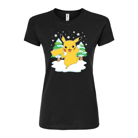 Pokémon - Pikachu Snowball Fight - Juniors Fitted Graphic T-Shirt