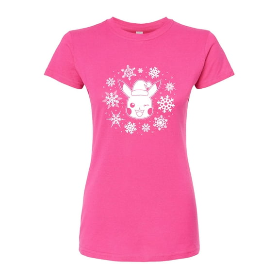 Pokémon - Pikachu Snowflakes - Juniors Fitted Graphic T-Shirt