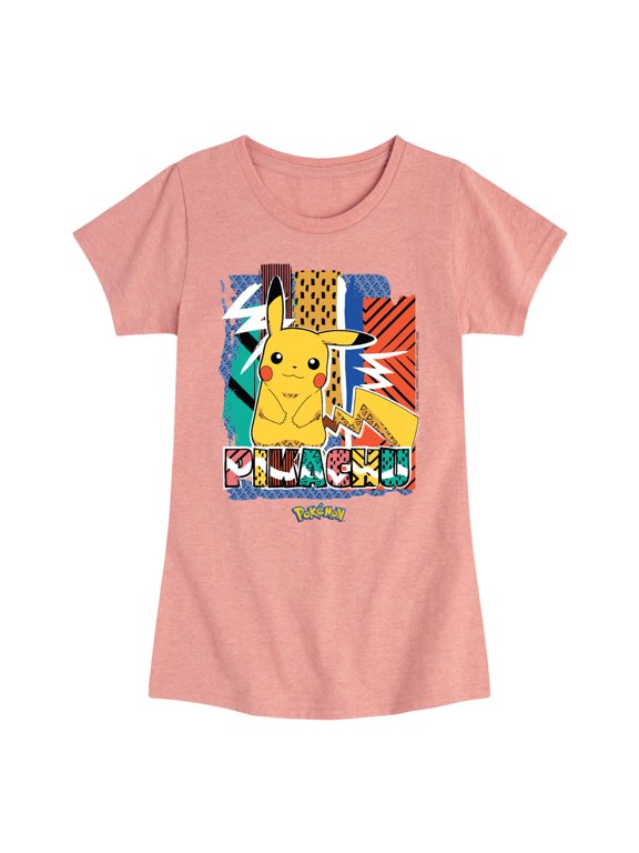 Pokémon - Pikachu Summer Pattern Girls' Fitted Short Sleeve Graphic T-Shirt
