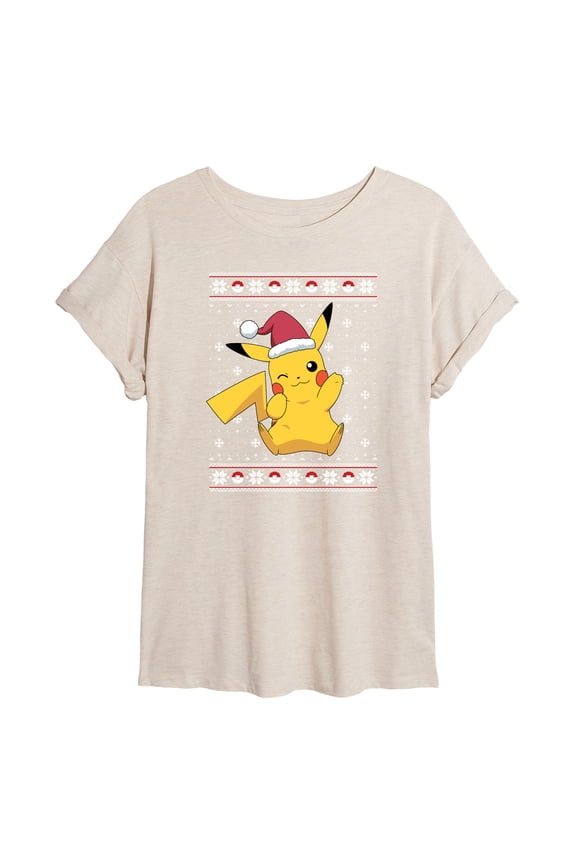 Pokémon - Pikachu Sweater Design - Juniors Muscle T-Shirt