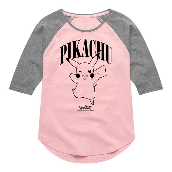 Pokémon - Pikachu Wink - Girls Raglan Graphic T-Shirt