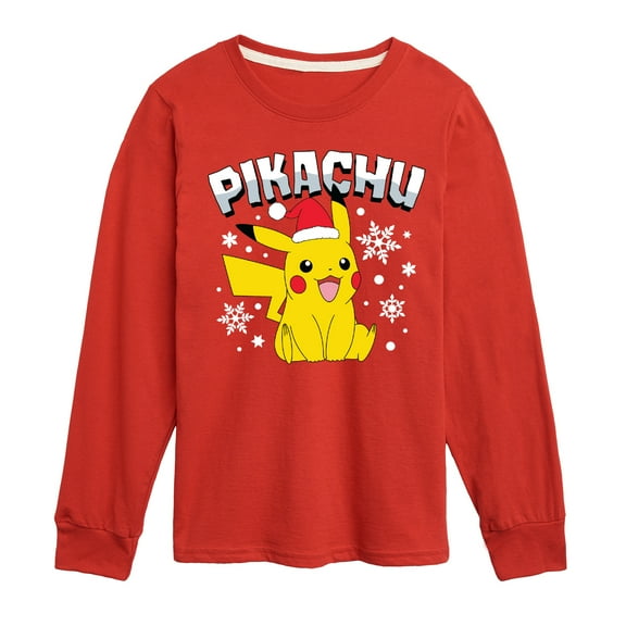 Pokémon - Pikachu With Hat - Youth Long Sleeve Graphic T-Shirt