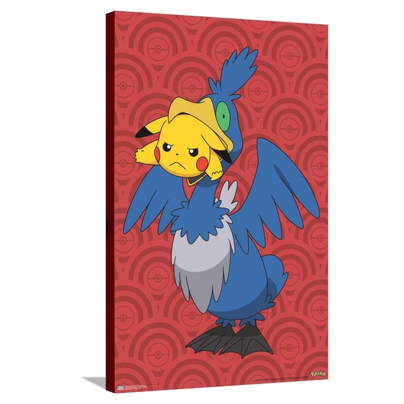 Pokémon - Pikachu and Cramorant Canvas Wall Poster, 22.375" x 34"