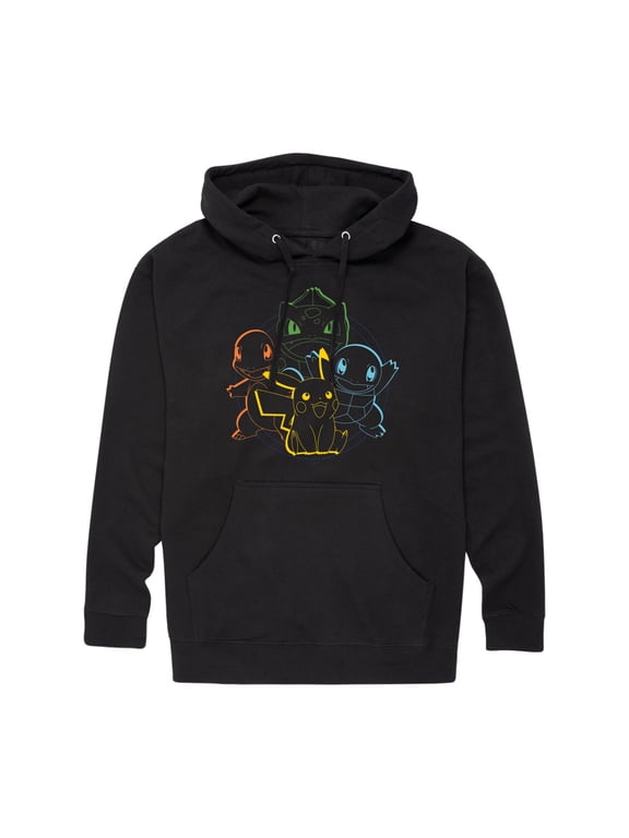 Pokémon - Pikachu and Friends Group Outline Men's Graphic Fleece Pullover Hoodie