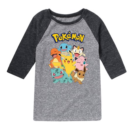 Pokémon - Pikachu and Friends - Youth Raglan Graphic T- Shirt