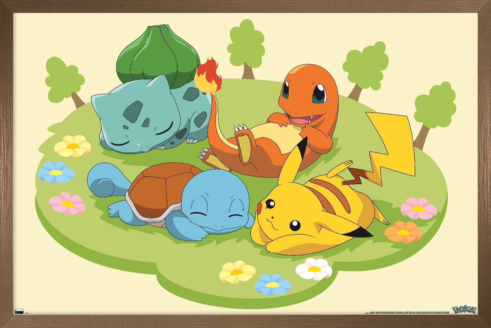 Pokémon - Pikachu and Kanto First Partner Pokémon Wall Poster, 22.375