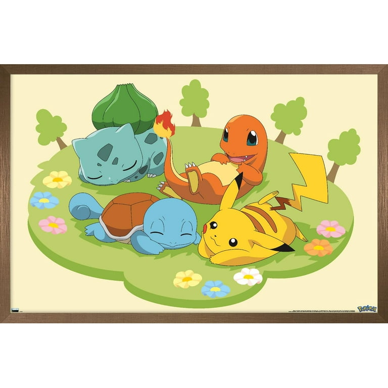 Pokémon - Pikachu and Kanto First Partner Pokémon Wall Poster, 22.375\