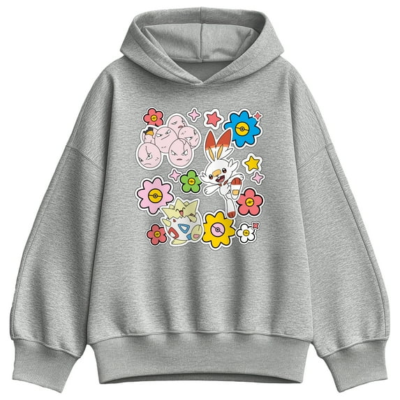 Pokémon - Pokémon Spring Stickers - Ladies Oversized Fleece Hoodie Sweatshirt
