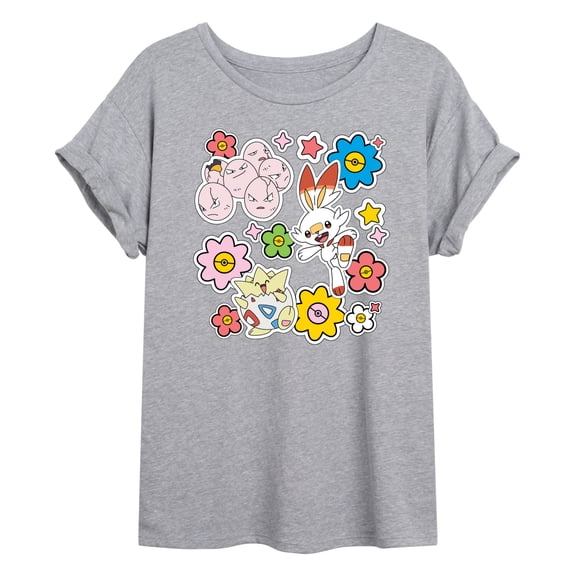 Pokémon - Pokémon Spring Stickers - Women's Oversized Graphic T-Shirt