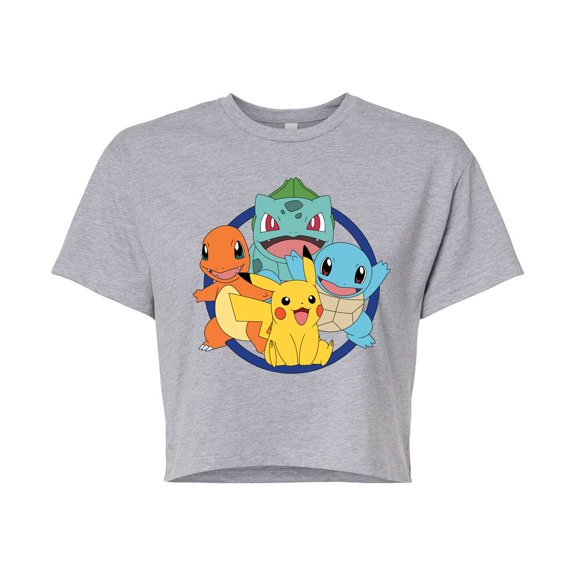 Pokémon - Pokémon Starter Group - Juniors Cropped Cotton Blend T-Shirt