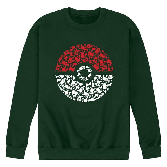 Pokémon - Pokeball Pikachu Pattern - Men's Long Sleeve Crew Fleece Sweatshirt