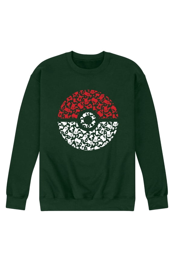Pokémon - Pokeball Pikachu Pattern - Men's Long Sleeve Crew Fleece Sweatshirt