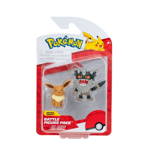 Pokemon Battle Figure 2 Pack - Features 2 inch Perrserker and Eevee Battle Ready Figures