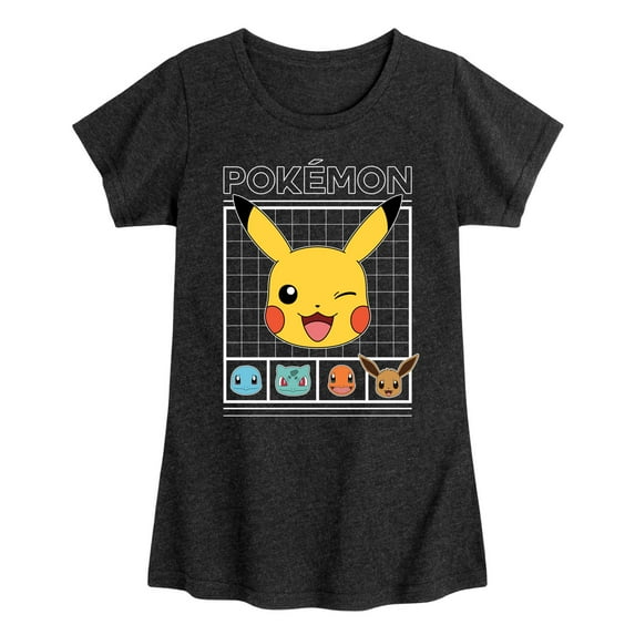 Pokémon - Pokemon Character Grid - Girl's Youth Fitted Short Sleeve Graphic T-Shirt