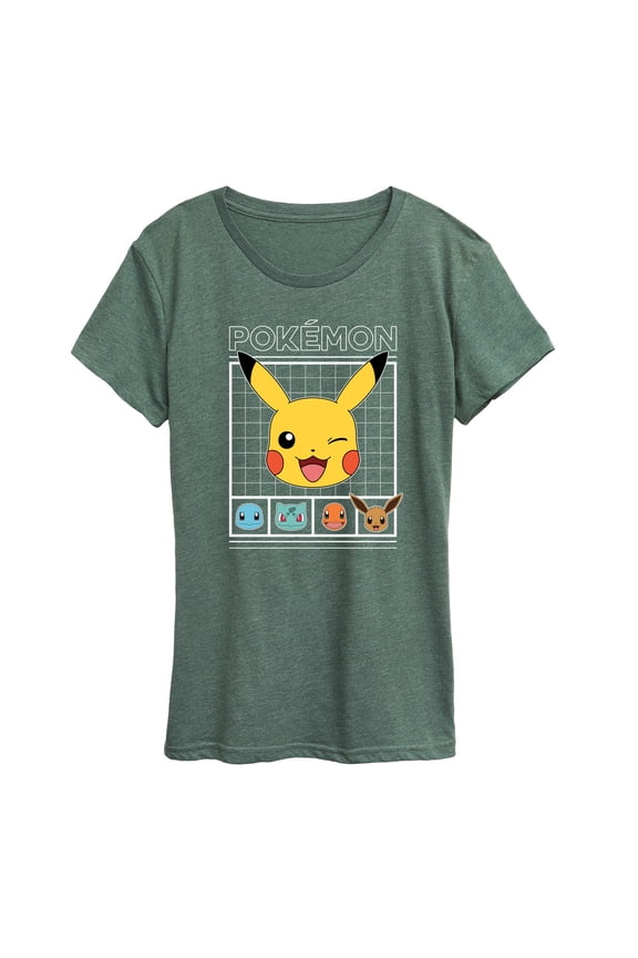 Pokémon - Pokemon Character Grid - Women's Short Sleeve Graphic T-Shirt