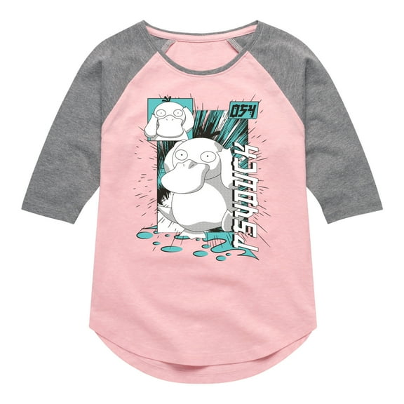 Pokémon - Psyduck Anime - Girls Raglan Graphic T-Shirt