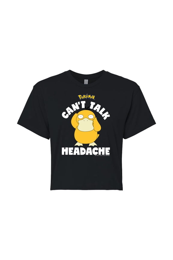Pokémon - Psyduck Headache - Juniors Cropped Cotton Blend T-Shirt