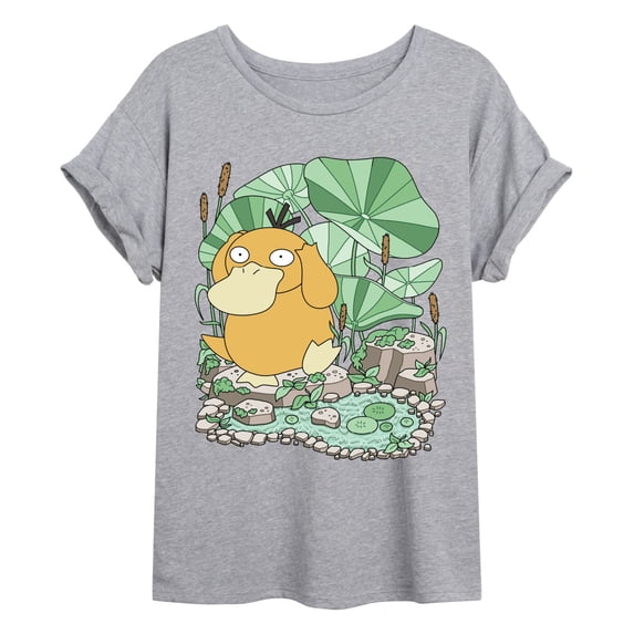 Pokémon - Psyduck Pond - Juniors Oversized Graphic T-Shirt