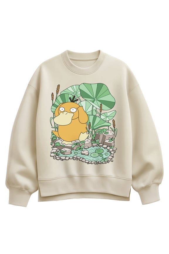 Pokémon - Psyduck Pond - Women's Oversized Fleece Crew Sweatshirt