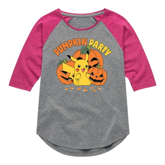 Pokémon - Pumpkin Party - Youth Girls Raglan Graphic T-Shirt
