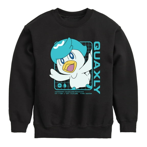 Pokémon - Quaxly Stats - Youth Crewneck Fleece Sweatshirt